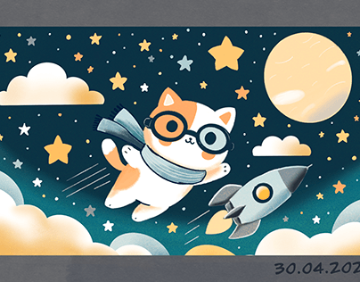 Cat in Space Illustration