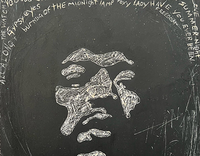 Jimi Hendrix engraving and screen prints