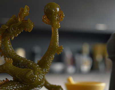 Photorealistic dragon statue