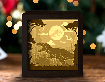 Tyrannosaurus 3D paper-cut night light template