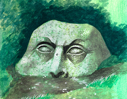 Stone head in Sergievka park