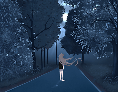 Project thumbnail - A road in the middle of a twilight forest