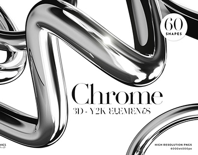 Chrome Y2K Abstract 3D Elements