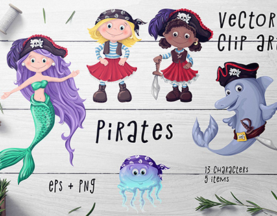 Pirates Set – Vector Clip art