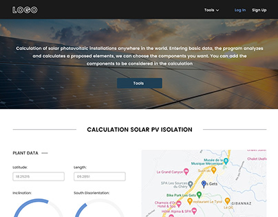 Solar photovoltaic calculation website UI