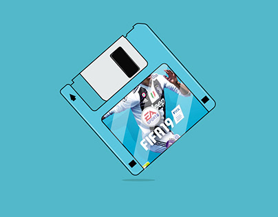 Fifa 19 floppy disk illustration
