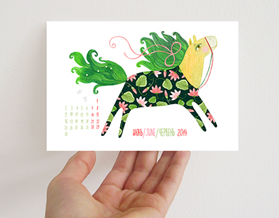 Set of 12 postcards for the year of the Horse