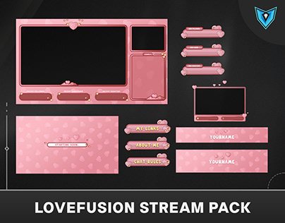 Animated Cozy Stream Overlay Pink Hearts