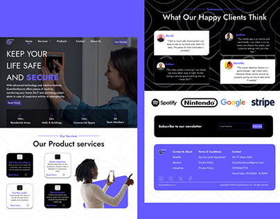 A security system landing page