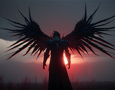 Winged Warlock generated with Midjourney