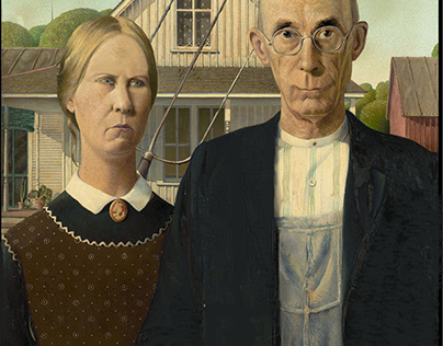American Gothic of Grant Wood paraphrase