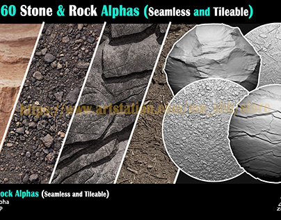 60 Stone & Rock Alphas (Seamless) + Video