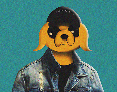 "Jake The Dog" - Adventure Time Character Collage Art