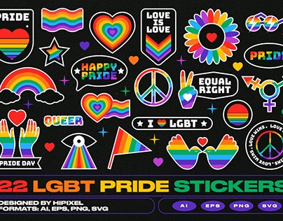 22 LGBT Pride Rainbow Stickers