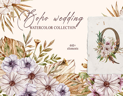 Watercolor BOHO WEDDING collection