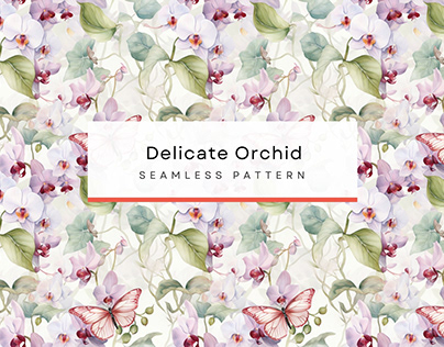 Delicate Orchid Garden Seamless Patterns Collection