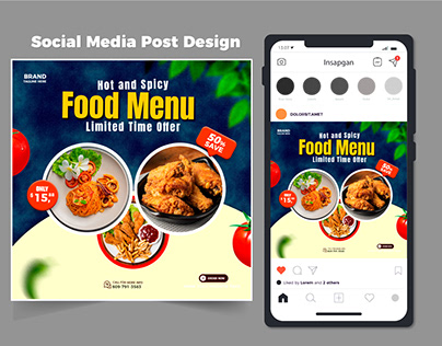 Hot and Spicy Food menu Social Media post template