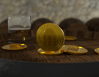 3D Renders for Whisky-backed Crypto Coin