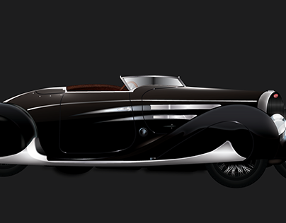 pen&ink rendition of 1935-1939 Bugatti Type 57C
