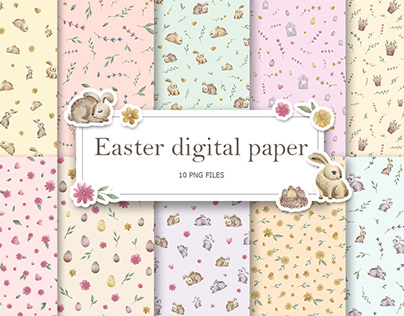 Spring Digital Paper pack, Easter digital paper pack
