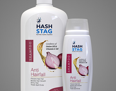 HASHSTAG SHAMPOO LABEL DESIGN AND 3D VISUALIZATION