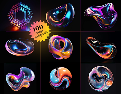 3d glass liquid abstract Backgrounds (Set of 100)