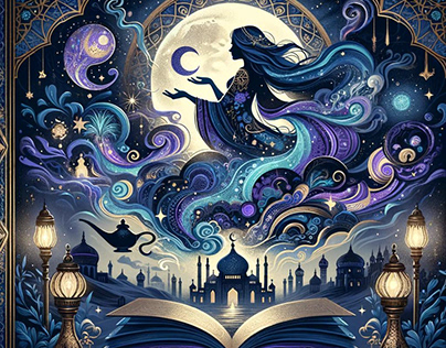 "Arabian Nights" book cover designs