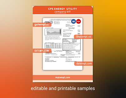 CPS Energy utility business bill Word and PDF template