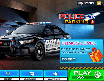 police car parking game UI