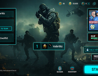 Neon theme Battle game lobby screen desgin