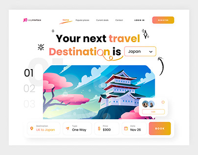 Travel landing page website design