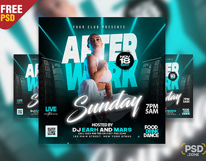 Free PSD | Sunday After Work Party Instagram Post PSD