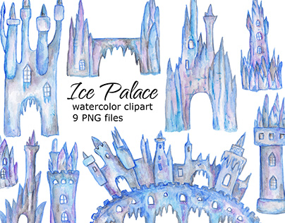 Watercolor clipart Ice Palace