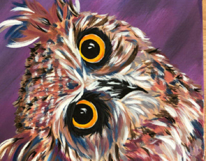 Purple Owl - Acrylic on Canvas 8”x10”