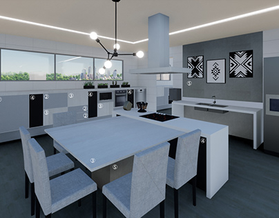 Projeto de interiores - Cozinha (Prêmio Arqué 2020)