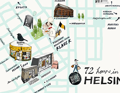 Illustrated map of design district in Helsinki