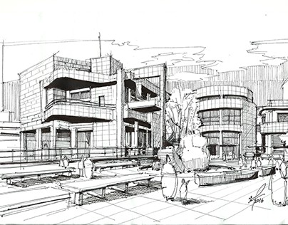 Richard Meier - getty center sketch