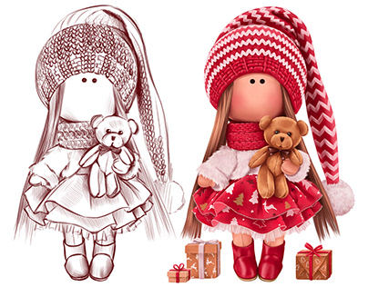 Christmas Fabric Doll