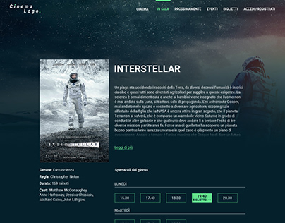 Cinema single film page - web design
