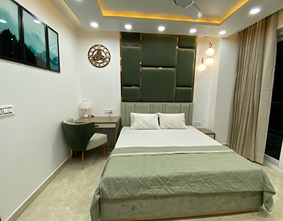 luxurious green theme bedroom