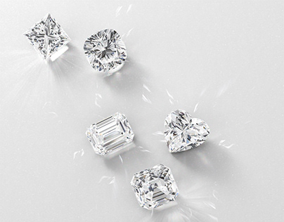 Jewelry Rendering: Assorted Diamonds on Cream
