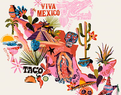MEXICO COMMISSIONED ILLUSTRATED MAP