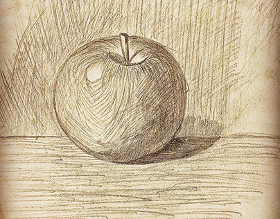Яблоко, карандаш , рисунок