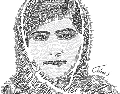 Portrait of Malala in Nobel Peace Prize Speech words