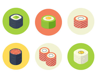 Rolled Sushi Icon Set