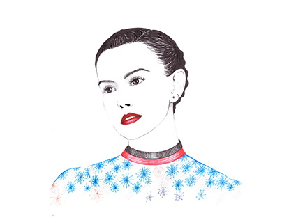 Daisy Ridley fashion portrait drawing