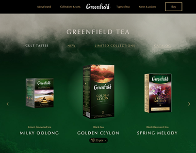 Greenfield Tea website with animation