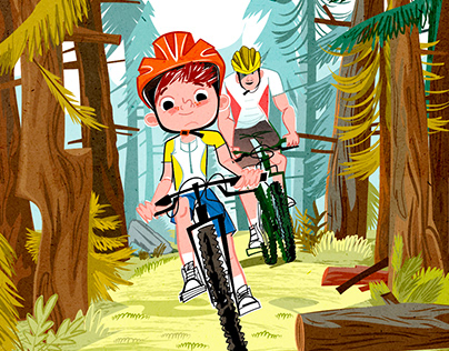 Illustration for kid's book "Speedy boy and his bike"