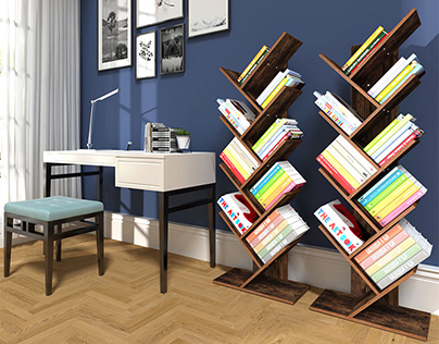 9 Shelf Tree Bookshelf Cherry Bookcase For Home
