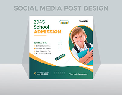 Admission social media post design template.